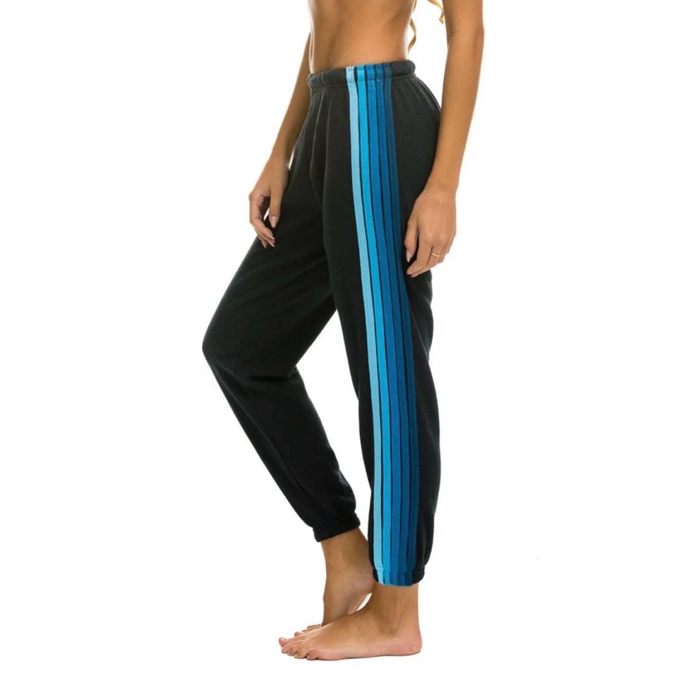 5 STRIPE SWEATPANTS - CHARCOAL // BLUE